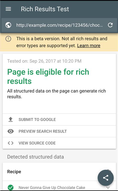 rich results testing tool